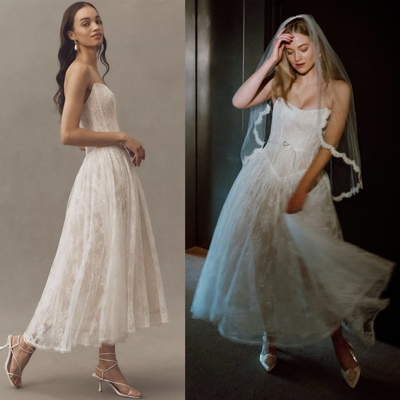 watters serge strapless basque-waist lace midi dress watters serge strapless basque-waist lace midi dress ALBANO  Tesoro Si!